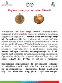 w weekend 28 i 29 maja 2016 r. będzie można zwiedzić indywidualnie Mizrachi kupując dowolny znaczek turystyczny